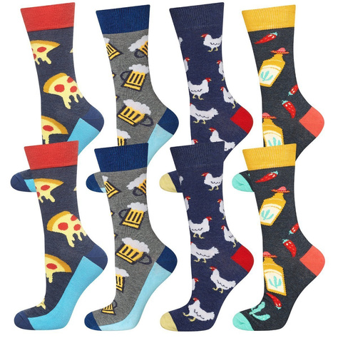 Bunte Set 4x Herrensocken SOXO GOOD STUFF Lustige Geschenk Pizza