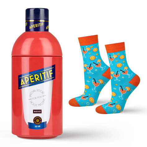 1 Paare von lustigen Socken mit Aperitif motiv in einzigartiger Verpackung | Damensocken | SOXO