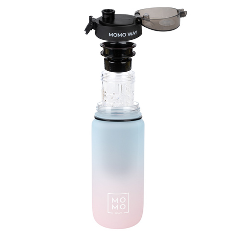 MOMO WAY Wasserflasche 0.6L grau | Geschenkidee | BPA free | Tritan