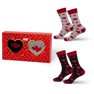 2 Paar von lustige Socken mit Herzmotiv in einzigartiger Verpackung zum Valentinstag | Herrensocken | SOXO