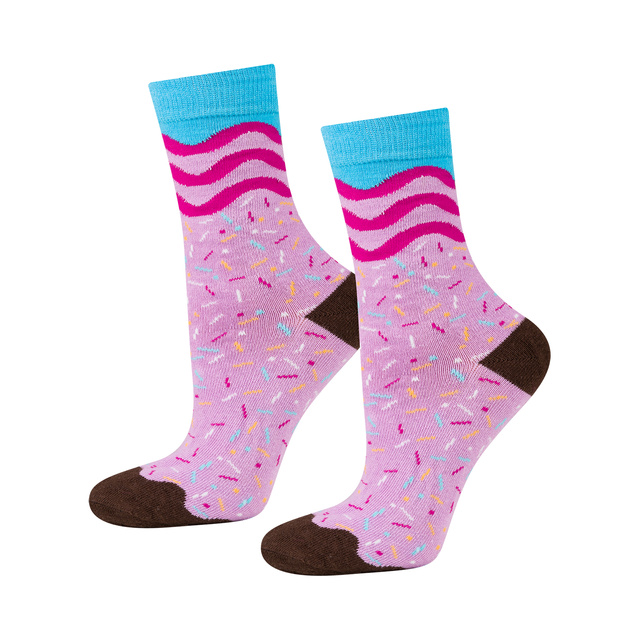2 Paar von lustigen Socken mit Donutmotiv in einzigartiger Verpackung | Damensocken | SOXO