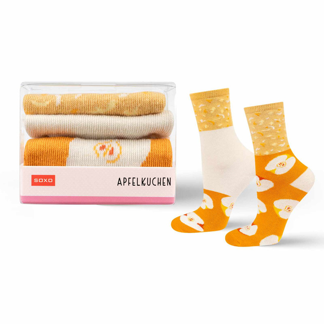 Socken mit Apfelkuchen-Motiv