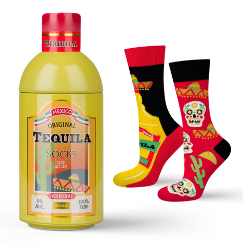 1 Paar von lustigen Socken mit Tequilamotiv in einzigartiger Verpackung | Herrensocken | SOXO