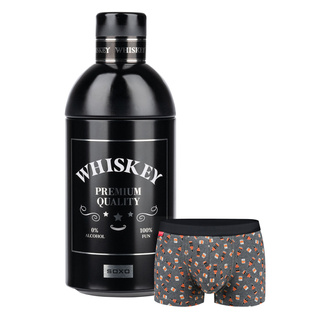Boxershorts mit Whisky-Motiv in Flaschenverpackung