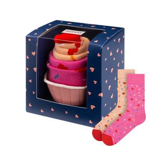 1 Paar von lustigen Socken mit Cupcakemotiv in einzigartiger Verpackung | Damensocken | SOXO