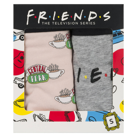 Set 2x SOXO Friends Damen-Slips und 3x Friends Damen-Socken | Geschenk für sie | rosa