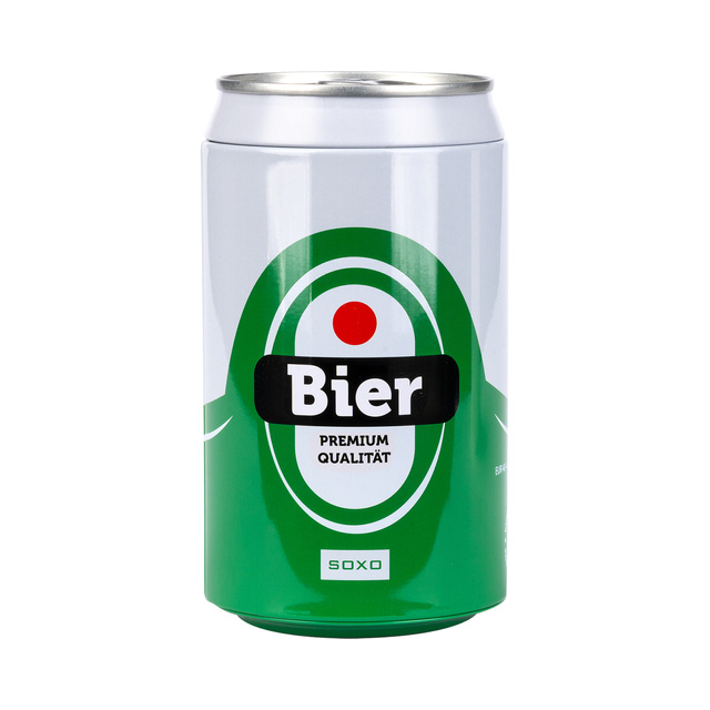 Socken in Dose mit Bier-Motiv
