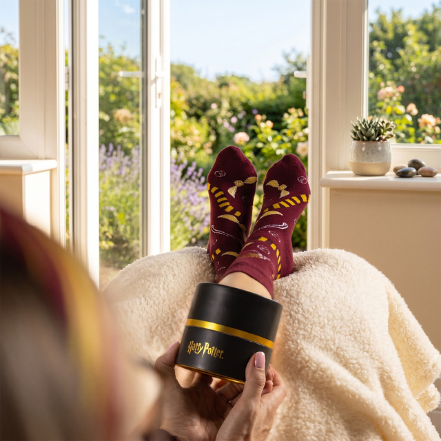Socken in der Tube mit Harry-Potter-Motiv
