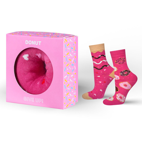 1 Paar von lustigen Socken mit Donutmotiv in einzigartiger Verpackung | Damensocken | SOXO