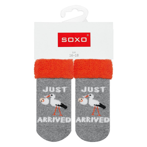 1 Paare von lustige Socken mit Untertiteln und Storch  | Babysocken | SOXO