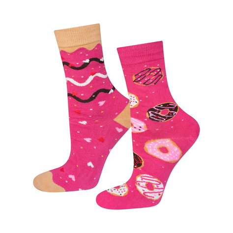 1 Paare von lustigen Socken mit Donutmotiv in einzigartiger Verpackung | Damensocken | SOXO