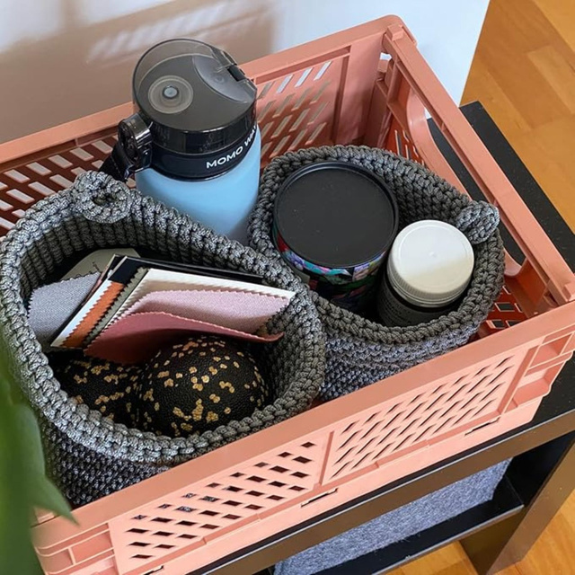 Set aus 2x Momo Way Badezimmerkorb grau 14cm und 17cm