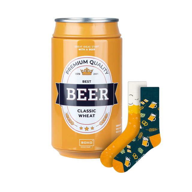 1 Paar von lustigen Socken mit Biermotiv in einzigartiger Verpackung | Herrensocken | SOXO