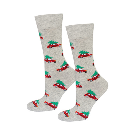 3 Paar von lustigen Socken mit Weihnachtsautos-Motiv in einzigartiger Verpackung | Herrensocken | SOXO