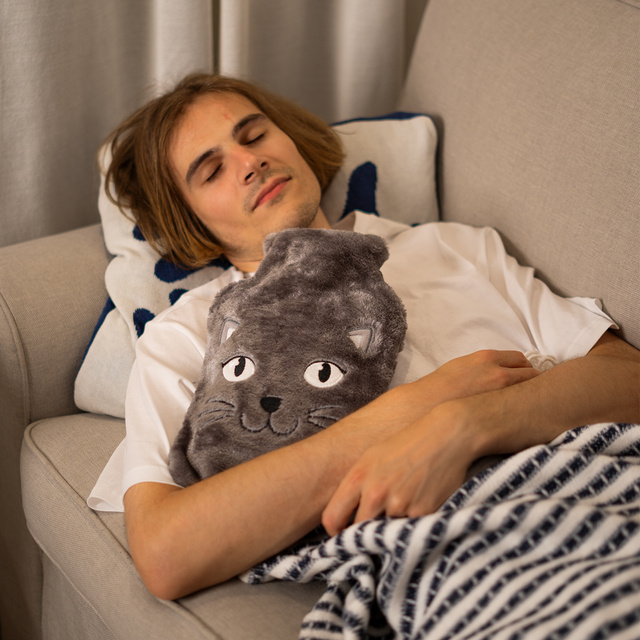 Wärmflasche mit Katzen-Bezug 3,5 L