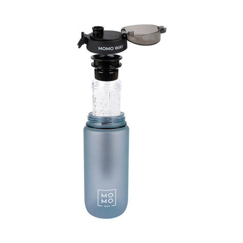 MOMO WAY Wasserflasche 0.6L grau | Geschenkidee | BPA free | Tritan