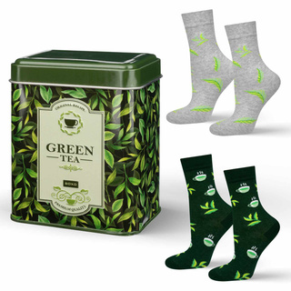 Socken mit Tee-Motiv in Dose 2er-Pack