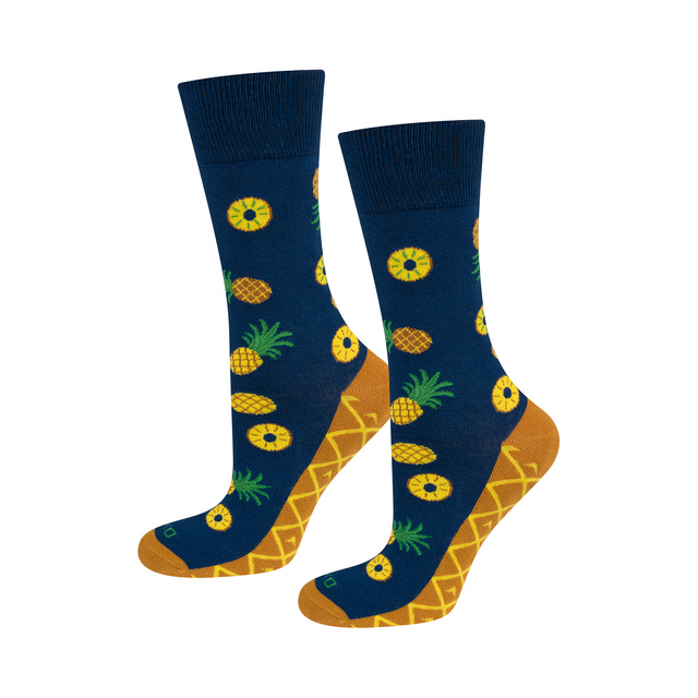 1 Paar von lustigen Socken mit Ananasmotiv in einzigartiger Verpackung | Damen-/Herrensocken | SOXO