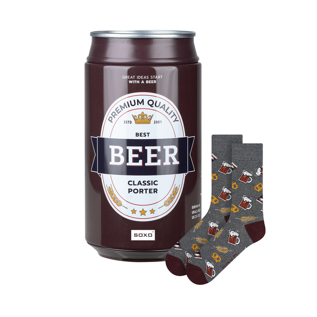 Socken mit Bier-Motiv in Dose Classic Porter