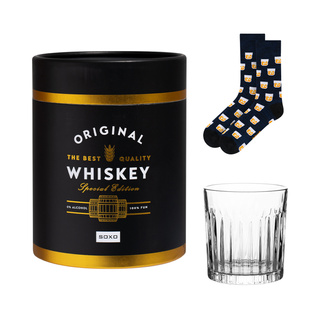 Socken mit Whiskey-Motiv mit Glas