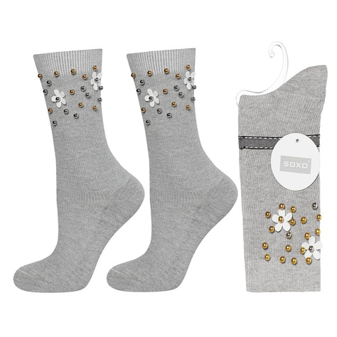 Klassische Damen Socken SOXO mit Perlen Baumwollen Geschenk