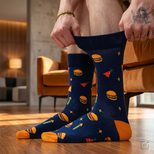 Socken Geburtstagskarte Burger 2 Paar