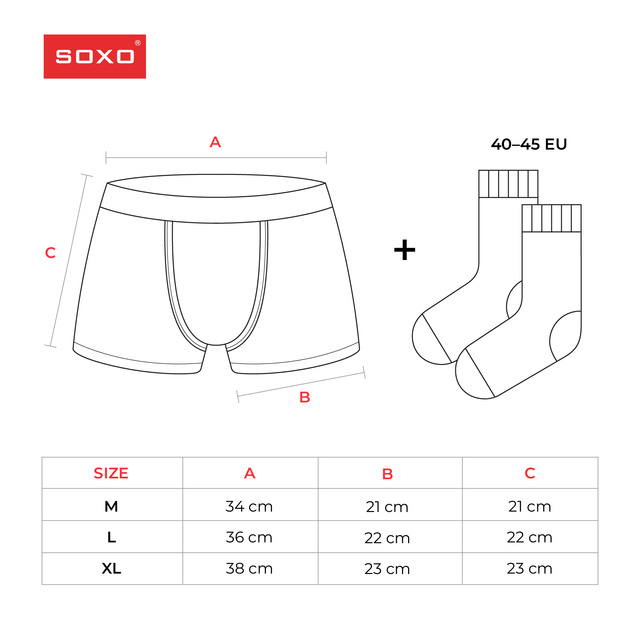 Set Boxershorts und Socken mit Kuss-Motiv