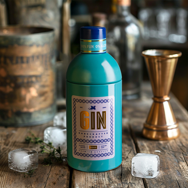 Socken mit Gin-Motiv in Flaschenverpackung