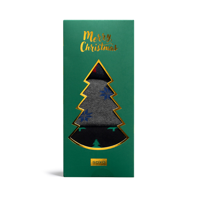 3 Paar von lustigen Socken mit Weihnachtenmotiv in einzigartiger Verpackung | Herrensocken | SOXO