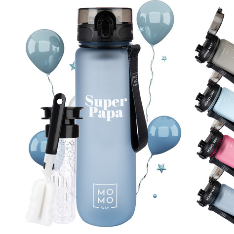 MOMO WAY Wasserflasche 0.6L grau | Geschenkidee | BPA free | Tritan