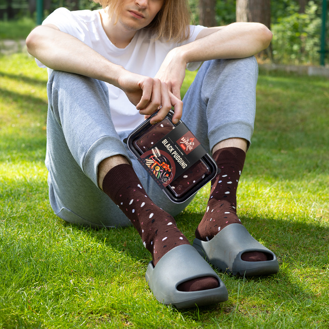 Socken mit Black Pudding-Motiv