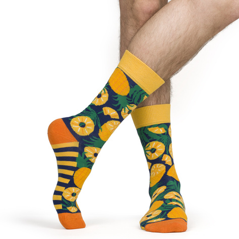 1 Paare von lustigen Socken mit Pineapplemotiv in einzigartiger Verpackung | Damen-/Herrensocken | SOXO