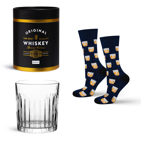 1 Paar von lustigen Socken in Glas mit Whiskymotiv | Herrensocken | SOXO