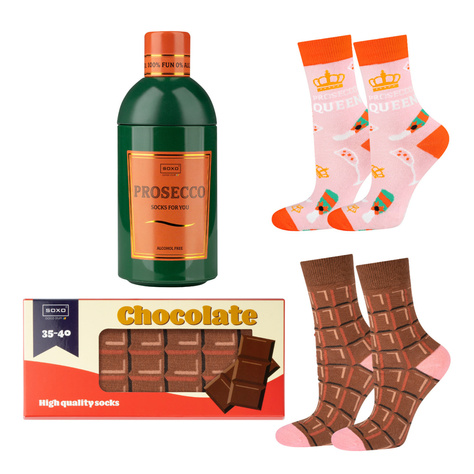 Set mit 2x Damensocken Prosecco + Schokolade | SOXO