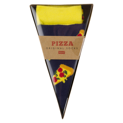 Bunte Herrensocken | Frauen SOXO mit einer Pizza in einer Schachtel | Geschenk für einen Mann | Geschenk für Frau