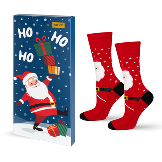 1 Paar Socken mit Weihnachtsmann-Motiv in Kartenverpackung