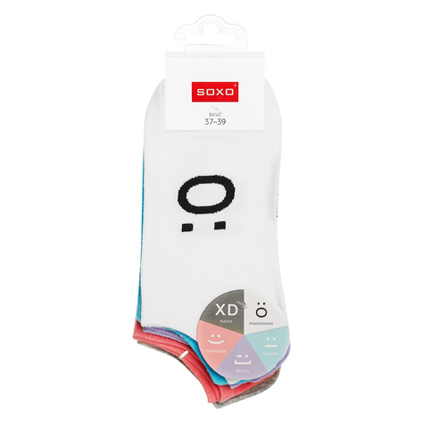 Set 5x Kinder Kurze Socken SOXO Baumwollen mit Mienen