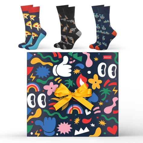 Adventskalender mit bunten Socken Set 12x SOXO Damen und Herrensocken