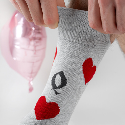 1 Paar von lustige Socken mit König und Königin Motiv in einzigartiger Verpackung zum Valentinstag | Herrensocken | SOXO