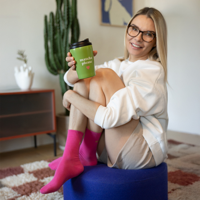Geschenkset Socken Matcha + Thermobecher