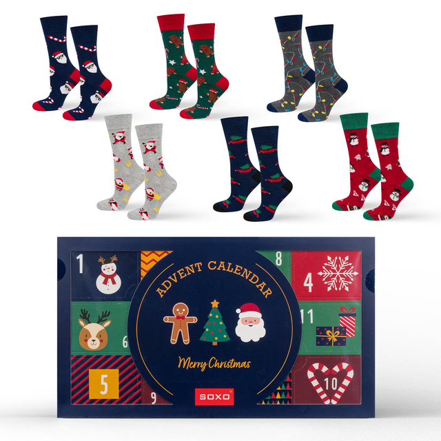 Adventskalender | Geschenkidee für Ihn | Nikolaustag | Set aus 6x SOXO Herrensocken