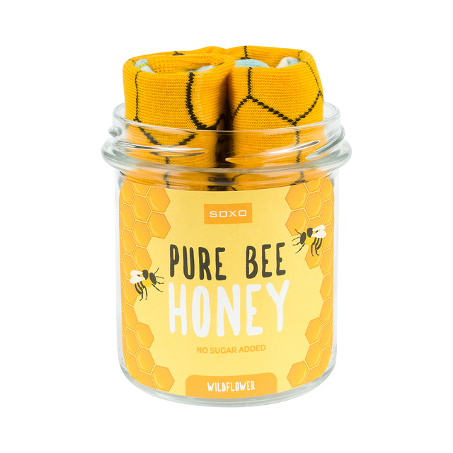 Socken mit Honig-Motiv im Glas