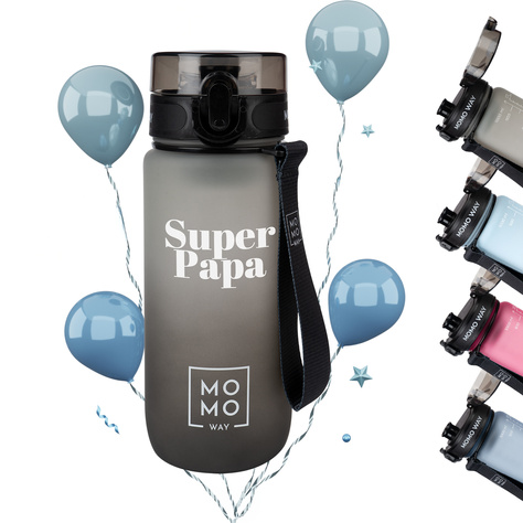  Wasserflasche mit Fruchteinsatz, grau-schwarz | BPA free | Tritan | MOMOWAY