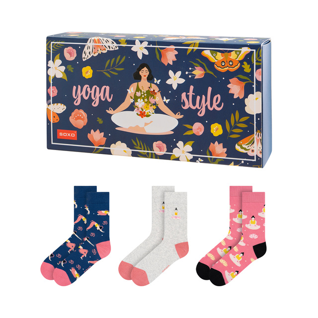 Socken mit Yoga-Motiv 3er-Pack