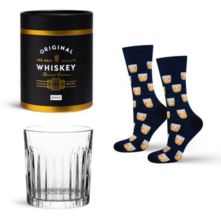 Socken mit Whiskey-Motiv mit Glas