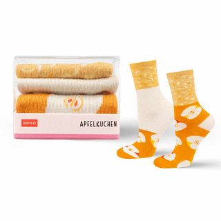 Socken mit Apfelkuchen-Motiv