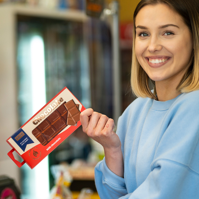 1 Paar von lustigen Socken mit Schokoladenmotiv in einzigartiger Verpackung | Damensocken | SOXO