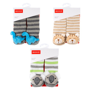 Set mit 3x Bunte Babysocken mit Rassel | SOXO