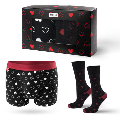  Set mit 1x lustigen Herrensocken + 1x Boxershorts für Valentinstag in einzigartiger Verpackung | SOXO