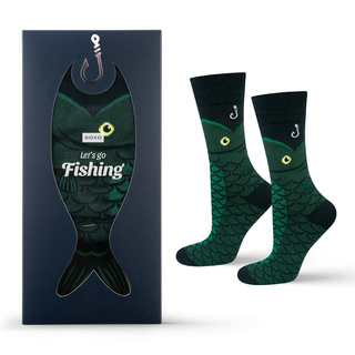 Socken mit Let’s go fishing-Motiv